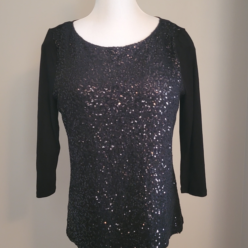 Jones New York Signature Black Long Sleeve Top - Size XL